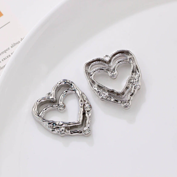 Alloy Geometric Irregular Rectangular Love Pendant Handmade Ear Jewelry Accessories With Electroplating