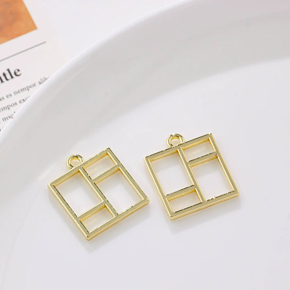 Alloy Geometric Irregular Rectangular Love Pendant Handmade Ear Jewelry Accessories With Electroplating