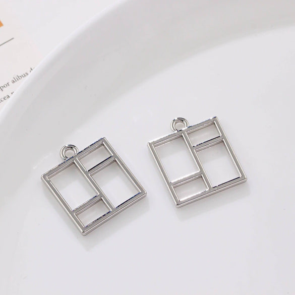 Alloy Geometric Irregular Rectangular Love Pendant Handmade Ear Jewelry Accessories With Electroplating