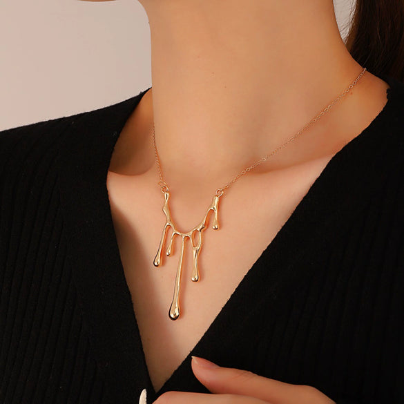 Alloy Geometric Irregular Water Drops Lava Electroplated Women's Clavicle Necklace