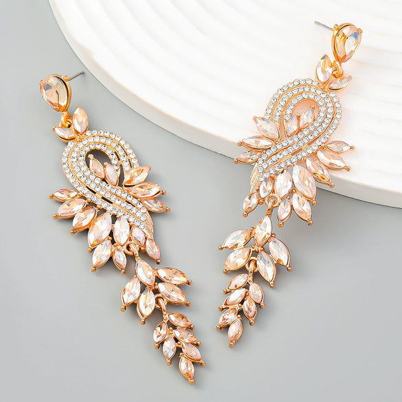 Alloy Geometric Leaves Diamond Earrings For Women