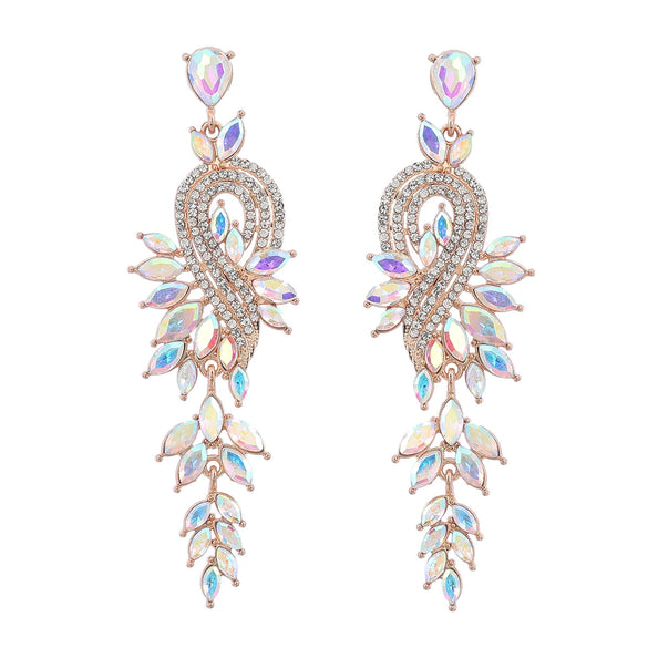 Alloy Geometric Leaves Diamond Earrings For Women