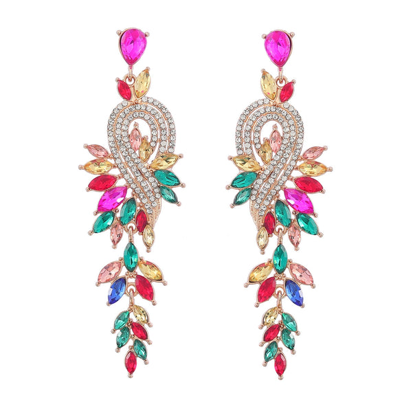 Alloy Geometric Leaves Diamond Earrings For Women