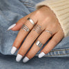Alloy Geometric Leaves Metal Women's Finger Ring Set With Electroplating Design