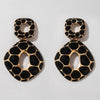 Alloy Geometric Leopard Square Earrings For Women With Electroplating Treatment