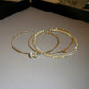 Alloy Geometric Light Luxury Style Electroplated Zircon Circle Letter Open Bracelet