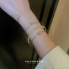 Alloy Geometric Light Luxury Style Electroplated Zircon Circle Letter Open Bracelet