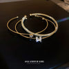 Alloy Geometric Light Luxury Style Electroplated Zircon Circle Letter Open Bracelet