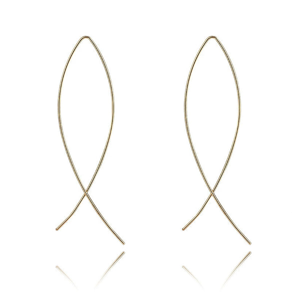 Alloy Geometric Line Hollow Metal Earrings With Electroplating