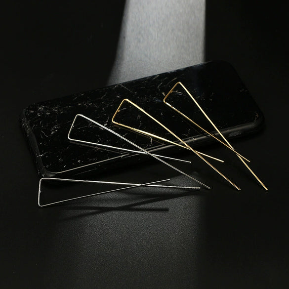 Alloy Geometric Line Hollow Metal Earrings With Electroplating