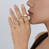 Alloy Geometric Liquid Lava Open Ring For Women With Electroplating And Stacking Style