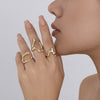 Alloy Geometric Liquid Lava Open Ring For Women With Electroplating And Stacking Style