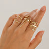 Alloy Geometric Liquid Lava Open Ring For Women With Electroplating And Stacking Style