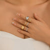 Alloy Geometric Liquid Lava Open Ring For Women With Electroplating And Stacking Style