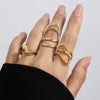 Alloy Geometric Liquid Lava Open Ring For Women With Electroplating And Stacking Style