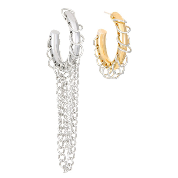 Alloy Geometric Long Tassel Chain Earrings For Women Electroplated