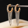 Alloy Geometric Long Tassel Chain Earrings For Women Electroplated