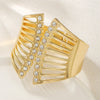 Alloy Geometric Metal Bracelets Electroplated Diamondencrusted Multilayered Glossy Hollow Open For Women