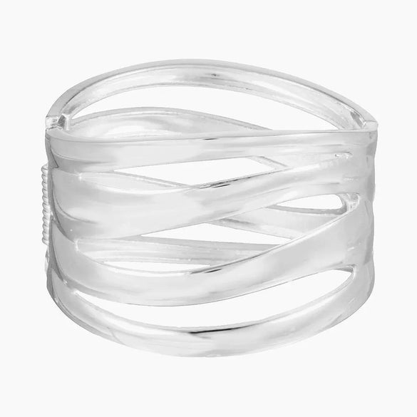 Alloy Geometric Metal Bracelets Electroplated Diamondencrusted Multilayered Glossy Hollow Open For Women