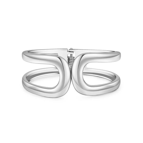 Alloy Geometric Metal Bracelets Electroplated Diamondencrusted Multilayered Glossy Hollow Open For Women