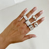 Alloy Geometric Metal Chain Necklace And Ring Set With Electroplating And Ins Style