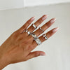 Alloy Geometric Metal Chain Necklace And Ring Set With Electroplating And Ins Style