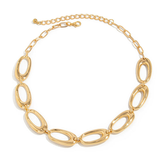 Alloy Geometric Metal Chain Necklace And Ring Set With Electroplating And Ins Style