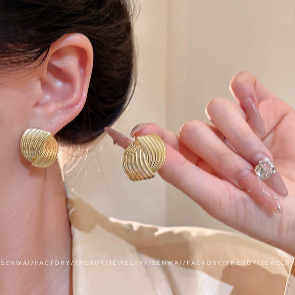 Alloy Geometric Metal Texture Staggered Electroplated Women's Earrings