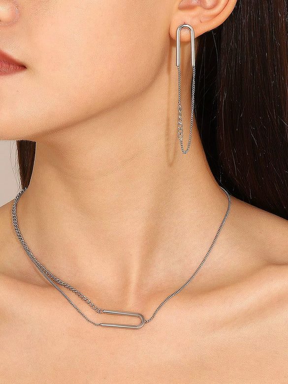 Alloy Geometric Micropaved Zircon Electroplated Paperclip Bracelet For Women