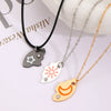 Alloy Geometric Minimalist Electroplated Twopiece Set Necklace With Stars Moon And Sun Splicing