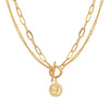 Alloy Geometric Multi Layer Chain Pendant Necklace With Electroplating Treatment