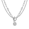 Alloy Geometric Multi Layer Chain Pendant Necklace With Electroplating Treatment