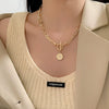 Alloy Geometric Multi Layer Chain Pendant Necklace With Electroplating Treatment