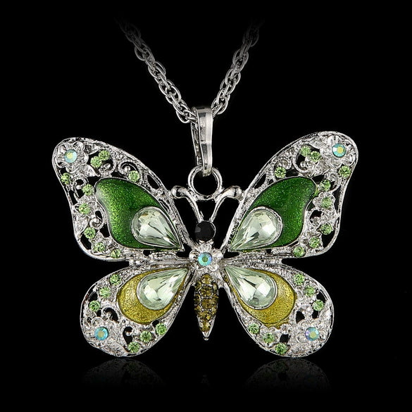 Alloy Geometric Multicolor Butterfly Pendant Necklace Electroplating Simple Retro Style