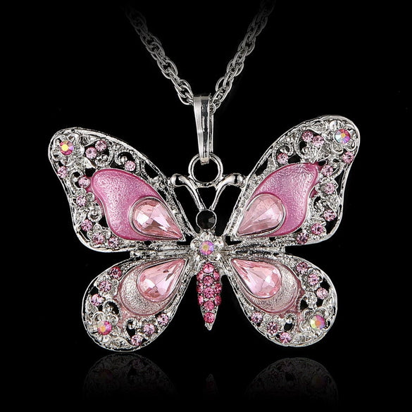 Alloy Geometric Multicolor Butterfly Pendant Necklace Electroplating Simple Retro Style
