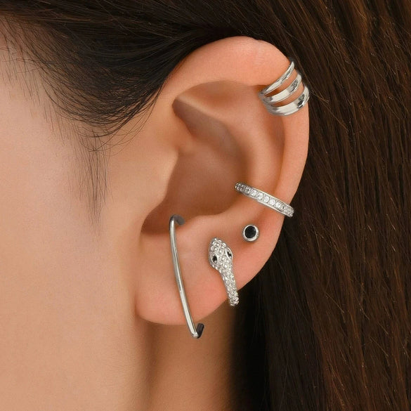 Alloy Geometric Multilayer Hollow Electroplated Unisex Ear Clip Earrings