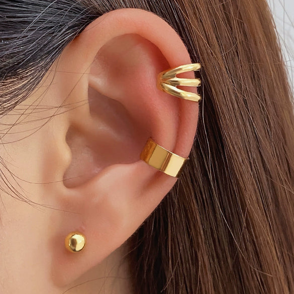 Alloy Geometric Multilayer Hollow Electroplated Unisex Ear Clip Earrings