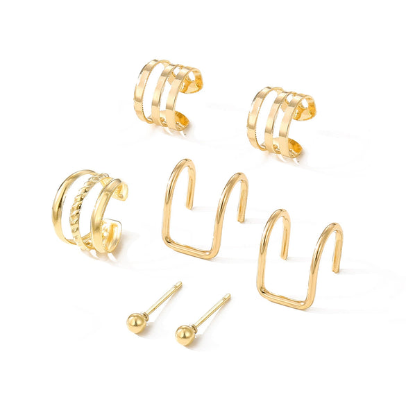 Alloy Geometric Multilayer Hollow Electroplated Unisex Ear Clip Earrings