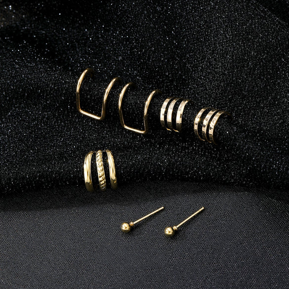 Alloy Geometric Multilayer Hollow Electroplated Unisex Ear Clip Earrings