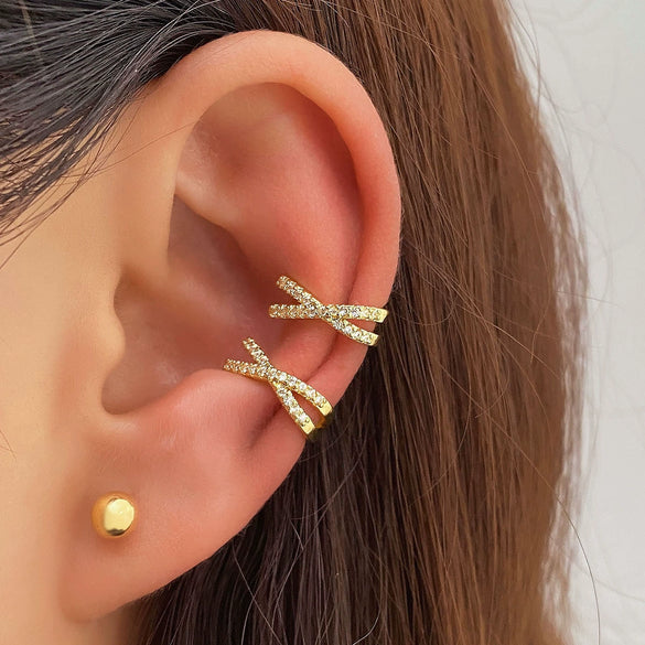 Alloy Geometric Multilayer Hollow Electroplated Unisex Ear Clip Earrings