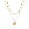 Alloy Geometric Multilayer Lotus Pendant Necklace For Women With Electroplated Blade Chain