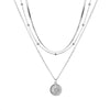 Alloy Geometric Multilayer Lotus Pendant Necklace For Women With Electroplated Blade Chain