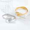 Alloy Geometric Open Metal Bracelet With Diamond Design