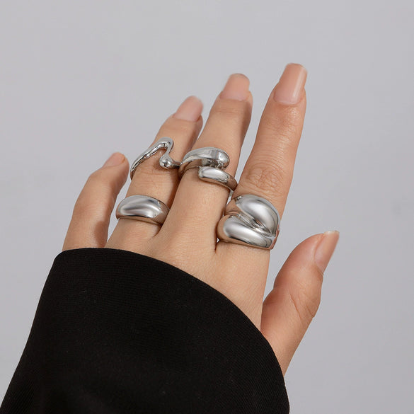 Alloy Geometric Open Ring For Ladies With Electroplating Treatment
