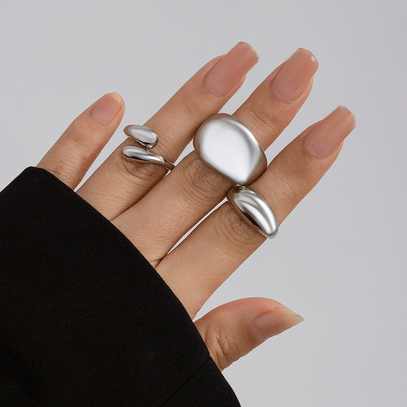Alloy Geometric Open Ring For Ladies With Electroplating Treatment