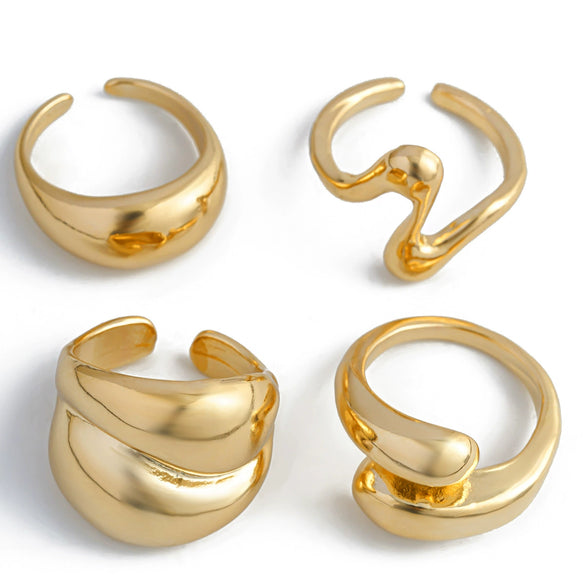 Alloy Geometric Open Ring For Ladies With Electroplating Treatment