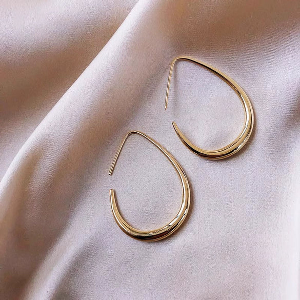 Alloy Geometric Oval Women's Earrings With Electroplating