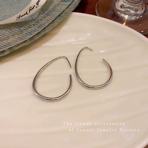 Alloy Geometric Oval Women's Earrings With Electroplating