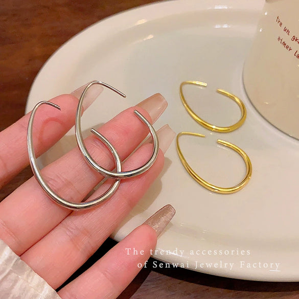 Alloy Geometric Oval Women's Earrings With Electroplating