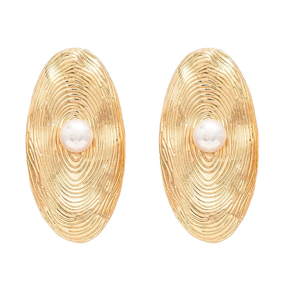 Alloy Geometric Pattern Electroplated Oval Earrings For Women